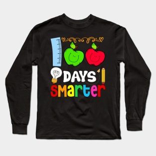 Happy 100th Day Of School Teacher Student Gifts 100 Days Smarter Long Sleeve T-Shirt